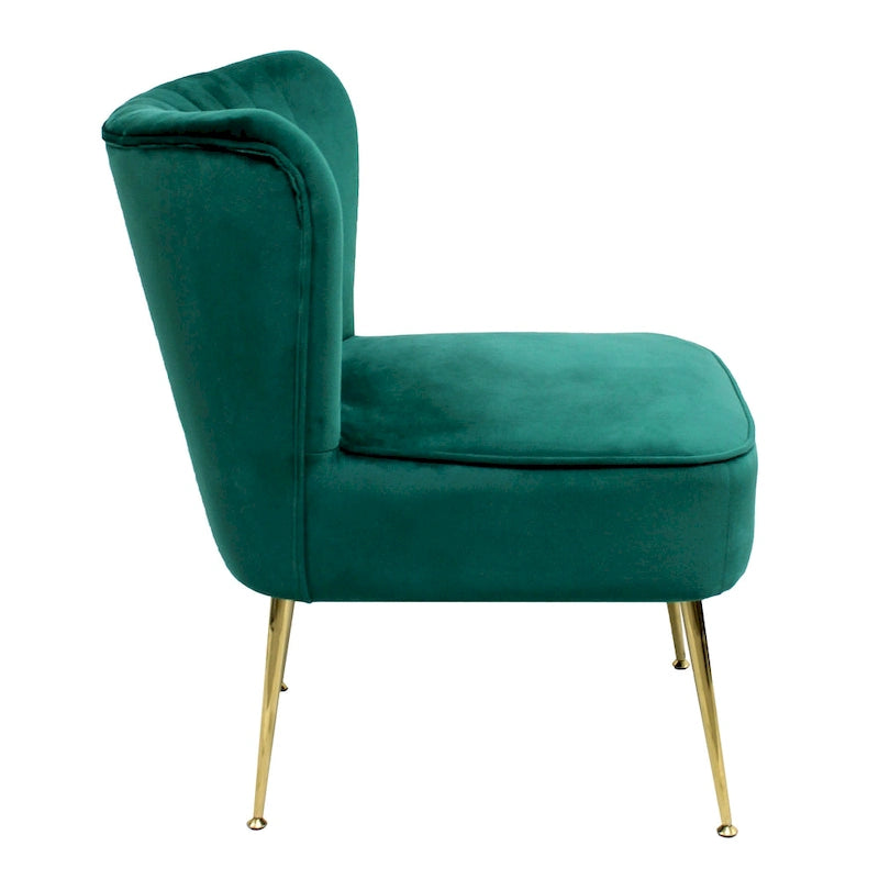 Fauteuil d'appoint capitonné en velours avec pieds dorés