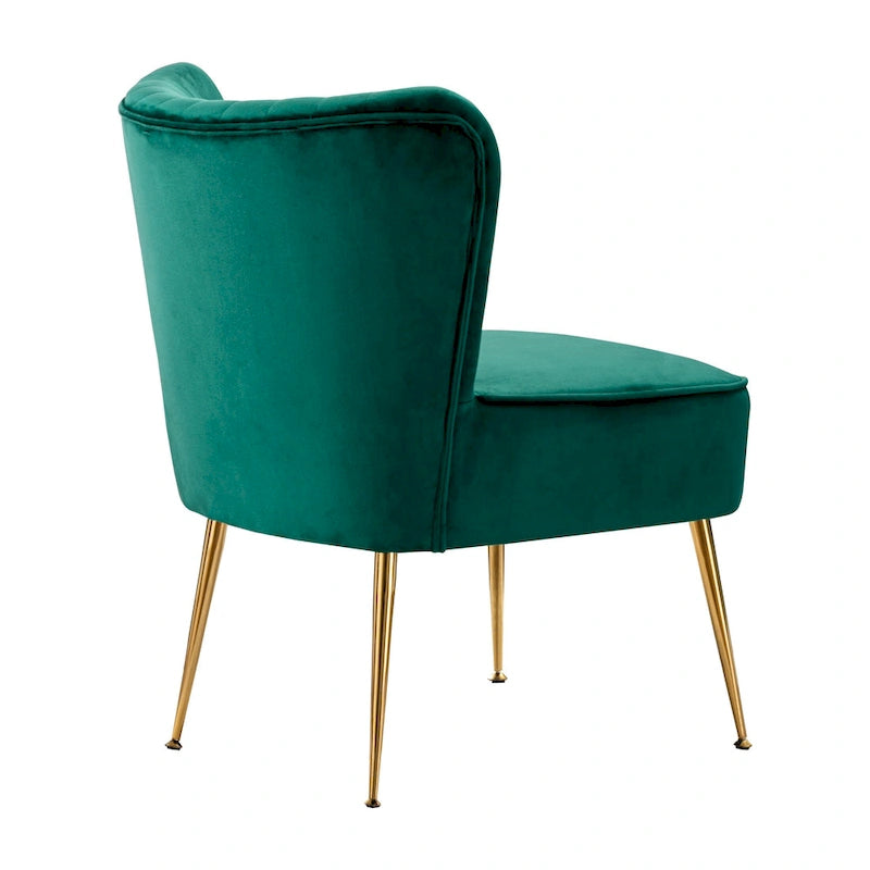 Fauteuil d'appoint capitonné en velours avec pieds dorés