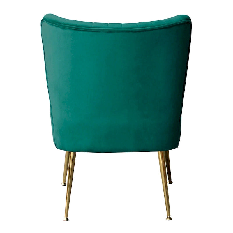 Fauteuil d'appoint capitonné en velours avec pieds dorés