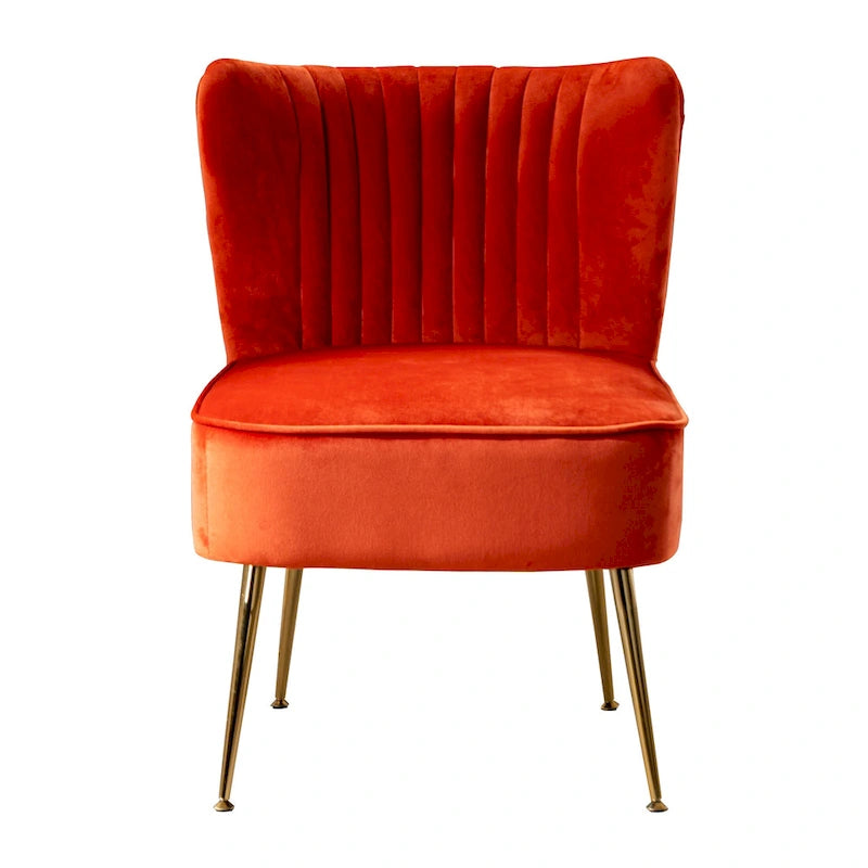 Fauteuil d'appoint capitonné en velours avec pieds dorés