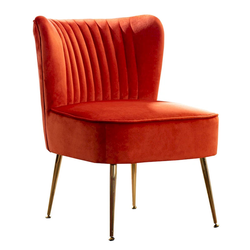 Fauteuil d'appoint capitonné en velours avec pieds dorés
