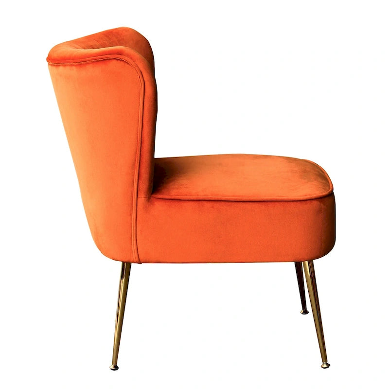 Fauteuil d'appoint capitonné en velours avec pieds dorés