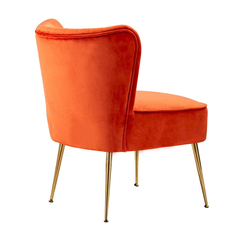 Fauteuil d'appoint capitonné en velours avec pieds dorés