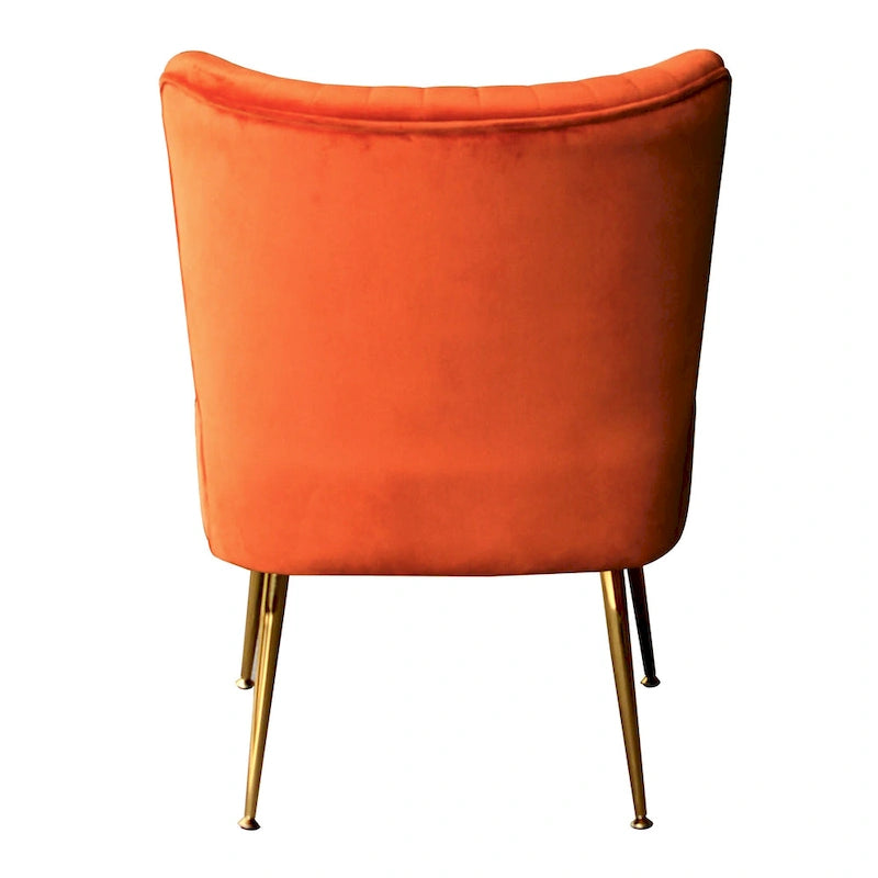 Fauteuil d'appoint capitonné en velours avec pieds dorés