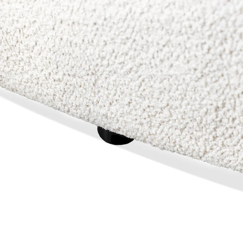 Canapé bouclette à accoudoirs incurvés avec coussin d'assise incurvé et pieds ronds en bois — 3 coloris