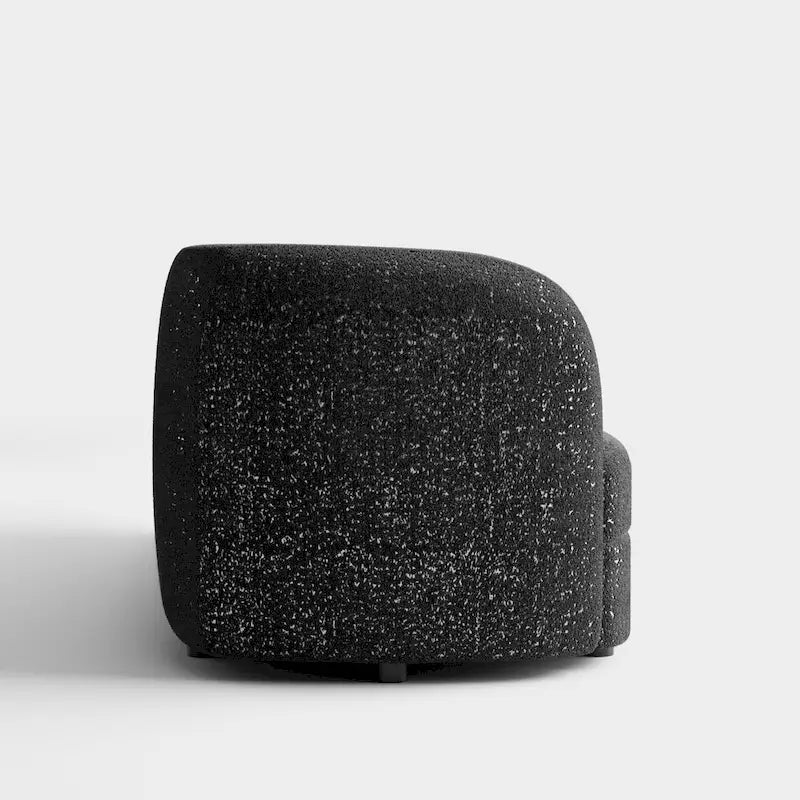 Canapé bouclette à accoudoirs incurvés avec coussin d'assise incurvé et pieds ronds en bois — 3 coloris