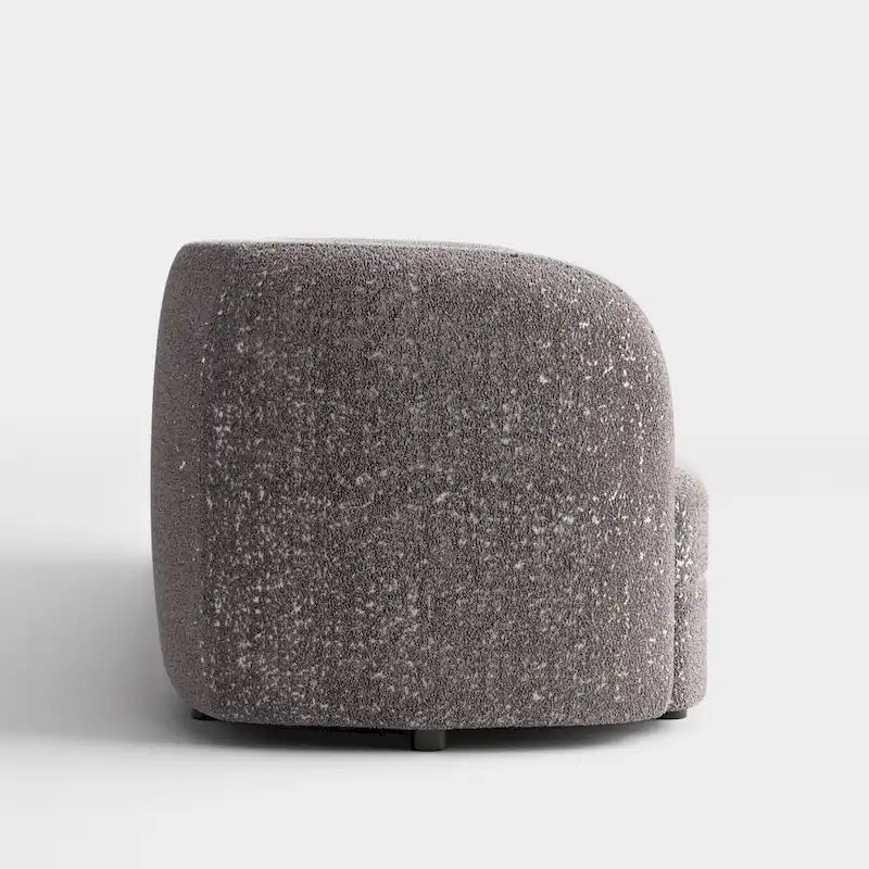 Canapé bouclette à accoudoirs incurvés avec coussin d'assise incurvé et pieds ronds en bois — 3 coloris