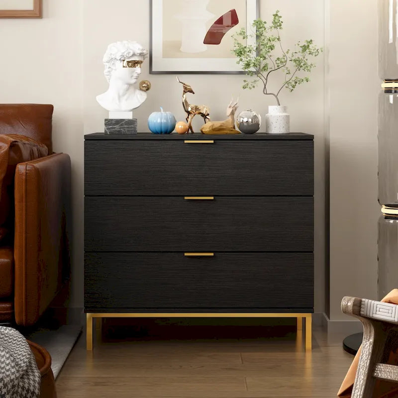 Commode à 3 tiroirs avec pieds en métal
