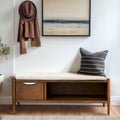 Banc de rangement du milieu du siècle avec coussin rembourré — 106,7 cm