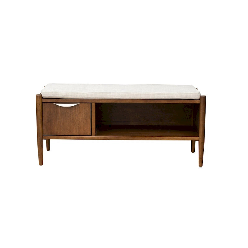 Banc de rangement du milieu du siècle avec coussin rembourré — 106,7 cm