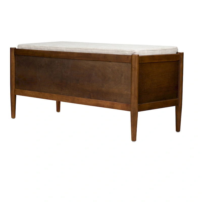 Banc de rangement du milieu du siècle avec coussin rembourré — 106,7 cm