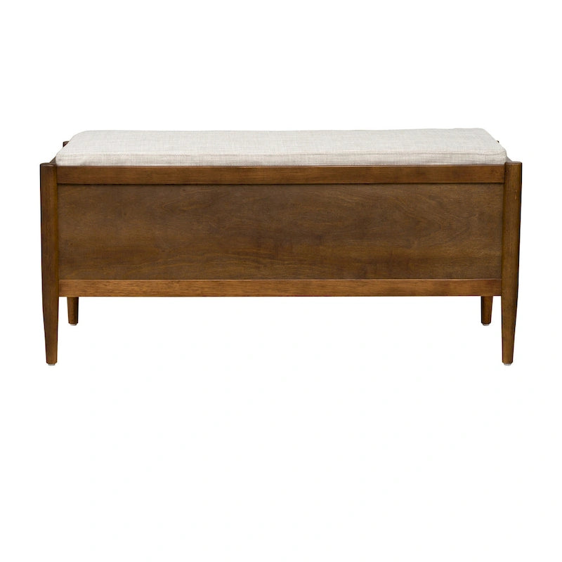 Banc de rangement du milieu du siècle avec coussin rembourré — 106,7 cm
