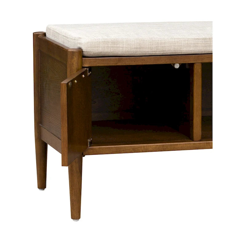 Banc de rangement du milieu du siècle avec coussin rembourré — 106,7 cm