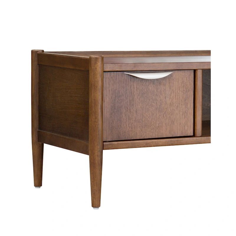 Banc de rangement du milieu du siècle avec coussin rembourré — 106,7 cm