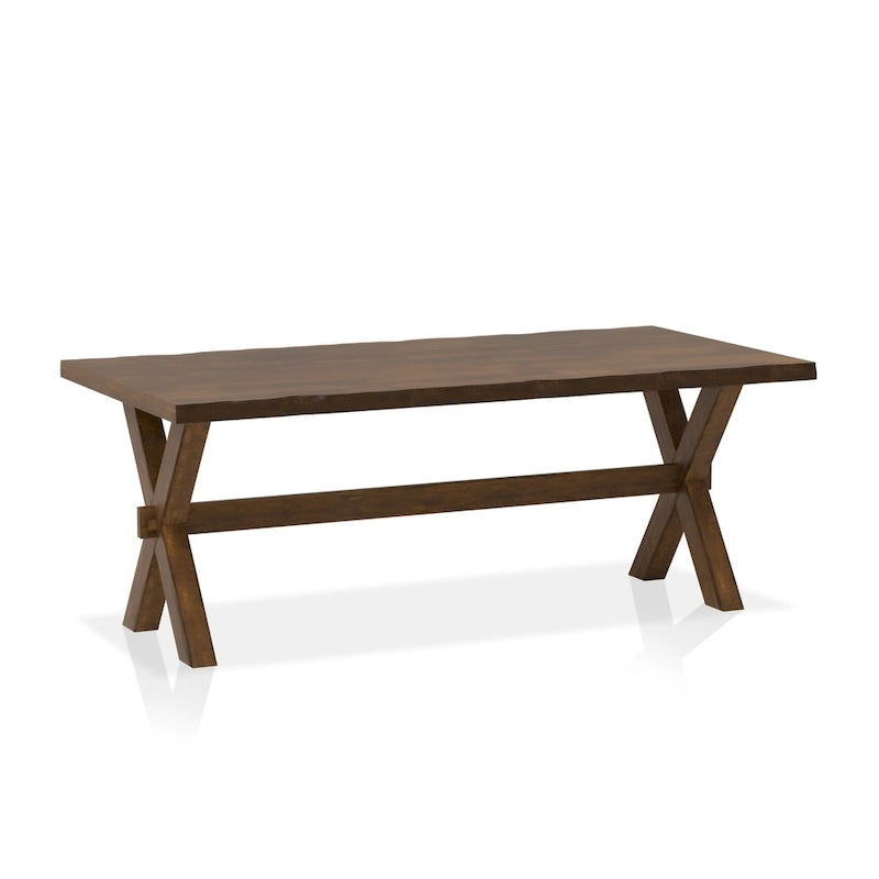 Table basse en bois massif à bords bruts de 47 pouces avec piètement en X — Noyer