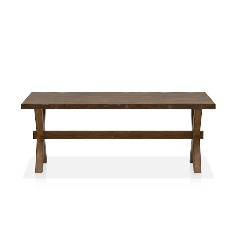 Table basse en bois massif à bords bruts de 47 pouces avec piètement en X — Noyer