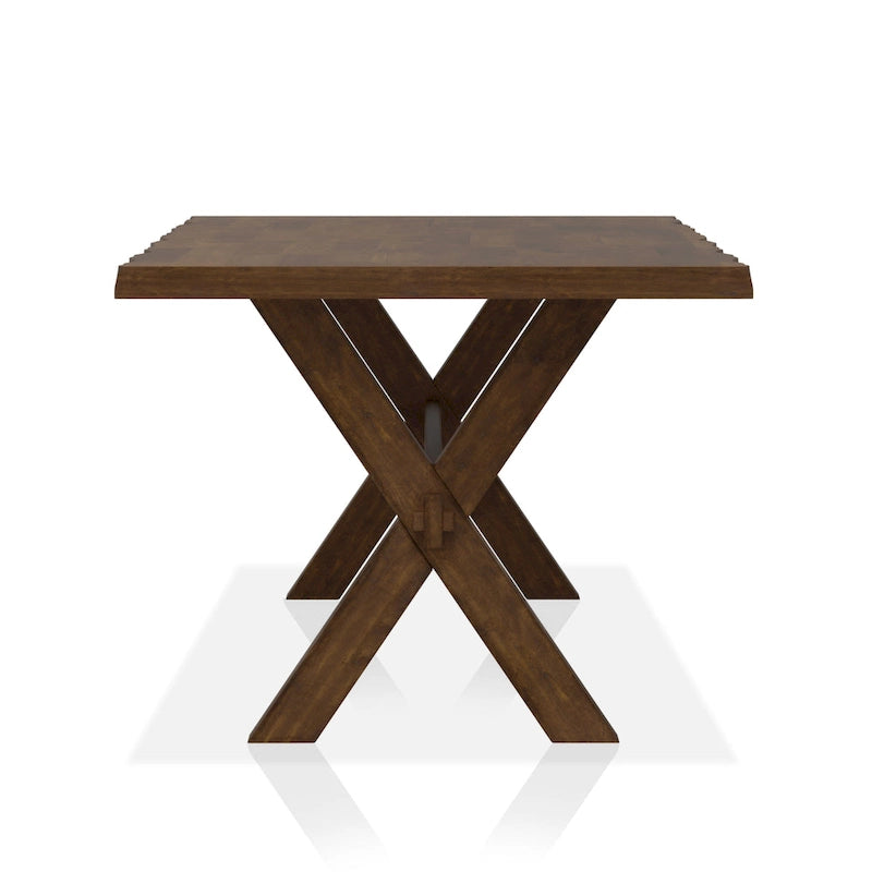 Table basse en bois massif à bords bruts de 47 pouces avec piètement en X — Noyer