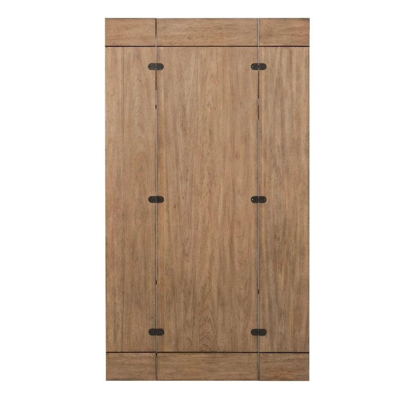 Table console de canapé avec plateau extensible et couvercle relevable, style Ferme — Blanc antique et châtaignier