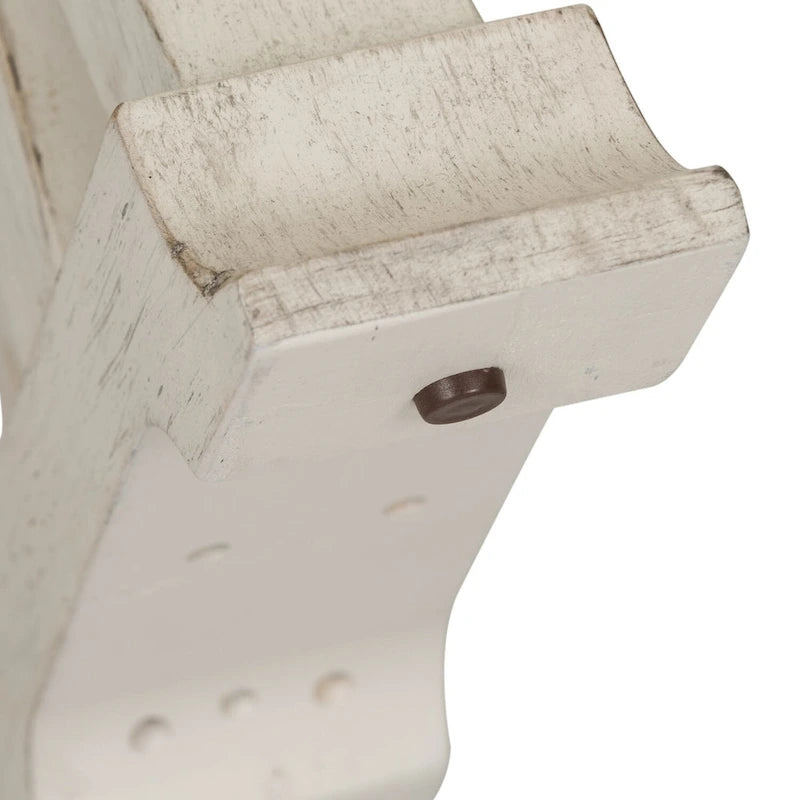 Table console de canapé avec plateau extensible et couvercle relevable, style Ferme — Blanc antique et châtaignier