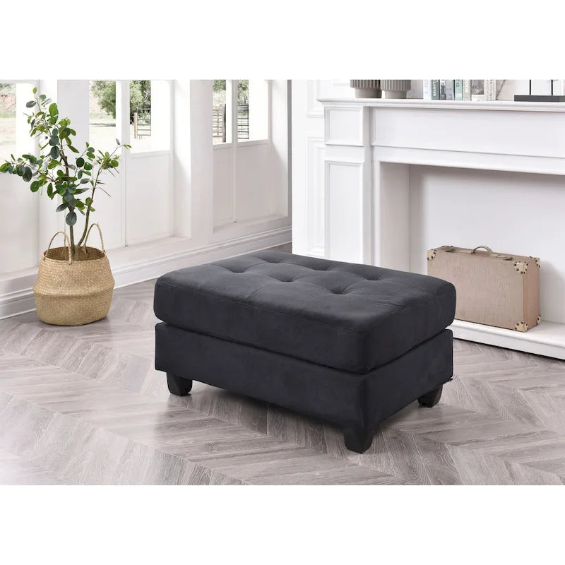 Repose-pieds ou siège d'appoint en microsuède capitonné