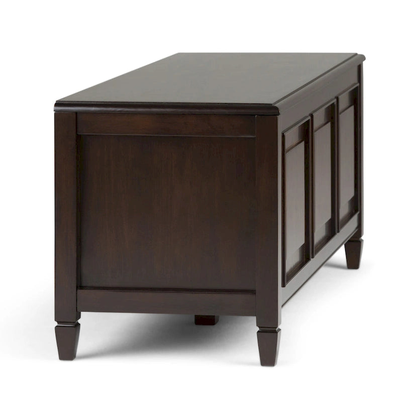Banc de rangement en bois massif de 130 cm avec couvercle sécurisé pour enfants — 4 couleurs