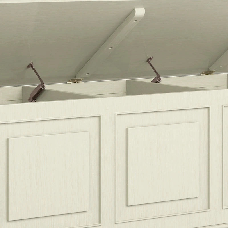 Banc de rangement en bois massif de 130 cm avec couvercle sécurisé pour enfants — 4 couleurs