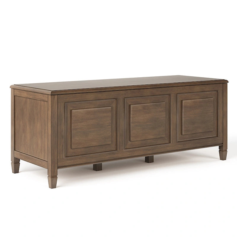 Banc de rangement en bois massif de 130 cm avec couvercle sécurisé pour enfants — 4 couleurs