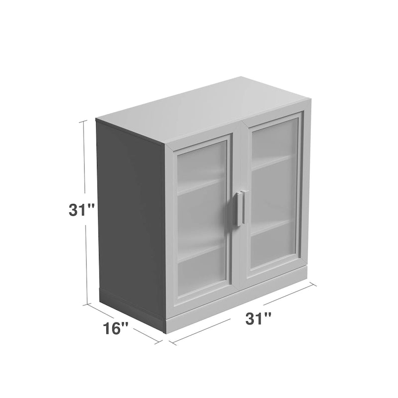 Meuble de rangement en bois massif avec portes vitrées et étagères réglables — 2 couleurs