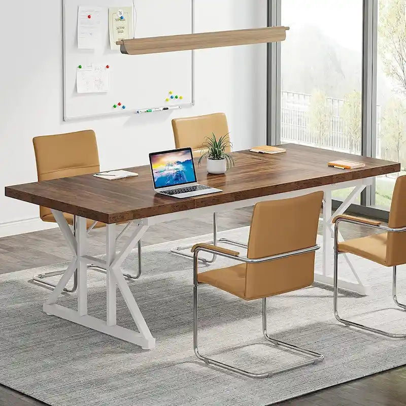 Table de conférence de 180 cm avec pieds en acier en X — Accueille 6 à 8 personnes