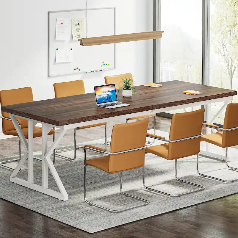 Table de conférence de 180 cm avec pieds en acier en X — Accueille 6 à 8 personnes