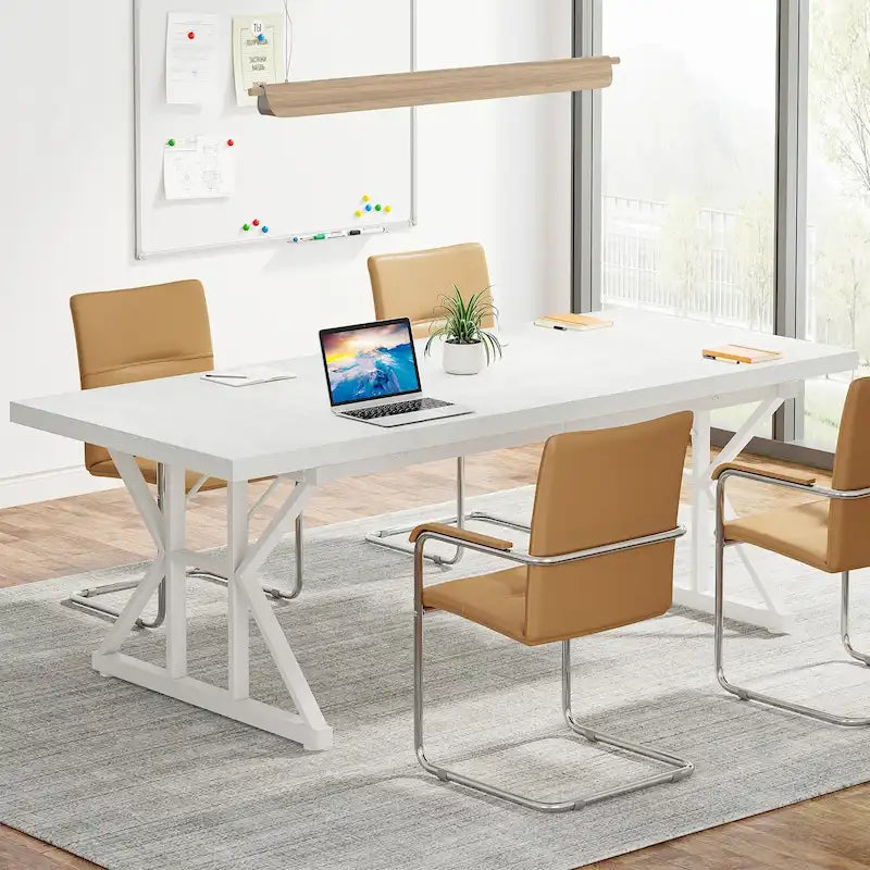 Table de conférence de 180 cm avec pieds en acier en X — Accueille 6 à 8 personnes