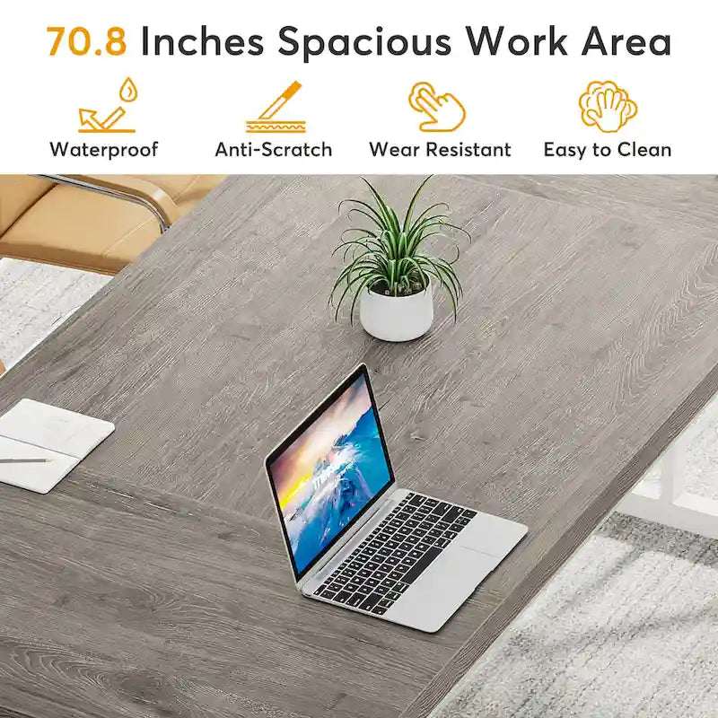 Table de conférence de 180 cm avec pieds en acier en X — Accueille 6 à 8 personnes