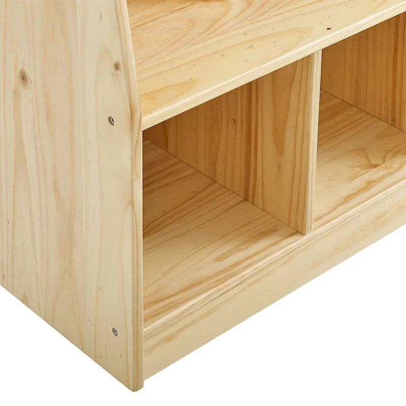 Porte-manteaux 5 sections pour enfants avec banc et crochets — Pin naturel