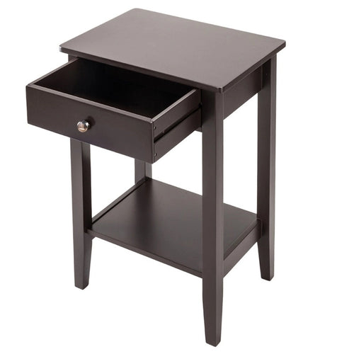 Table d'appoint à 2 niveaux avec tiroir et étagère inférieure