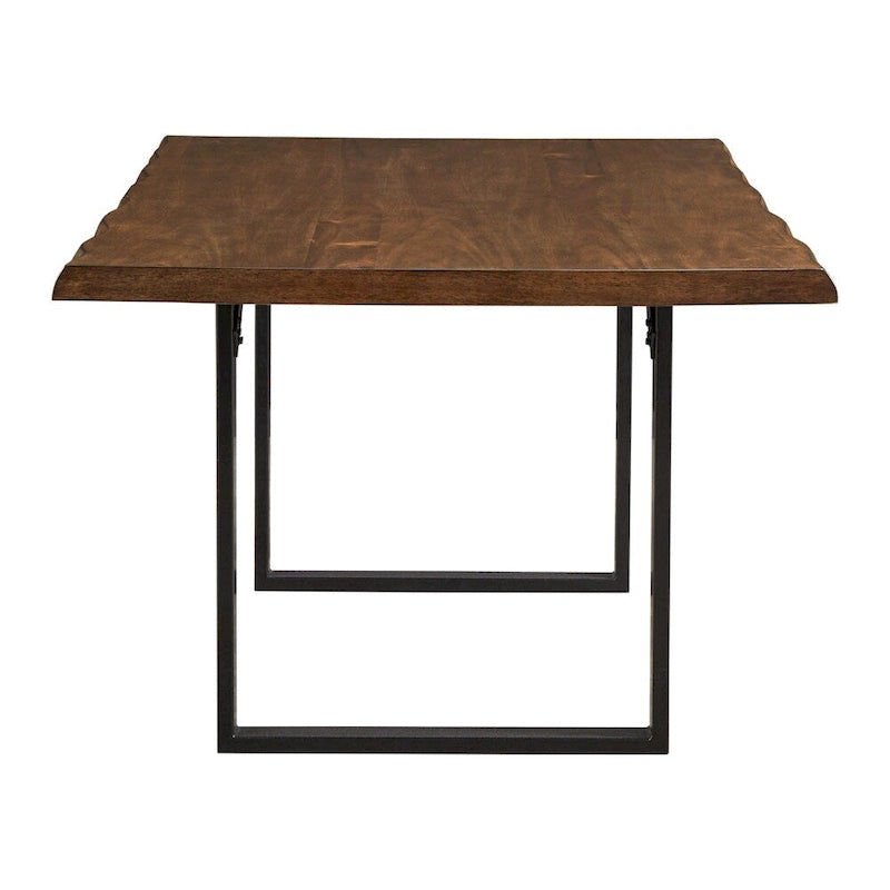 Table de salle à manger à bord naturel de 78 po avec base traîneau en métal noir — Brun