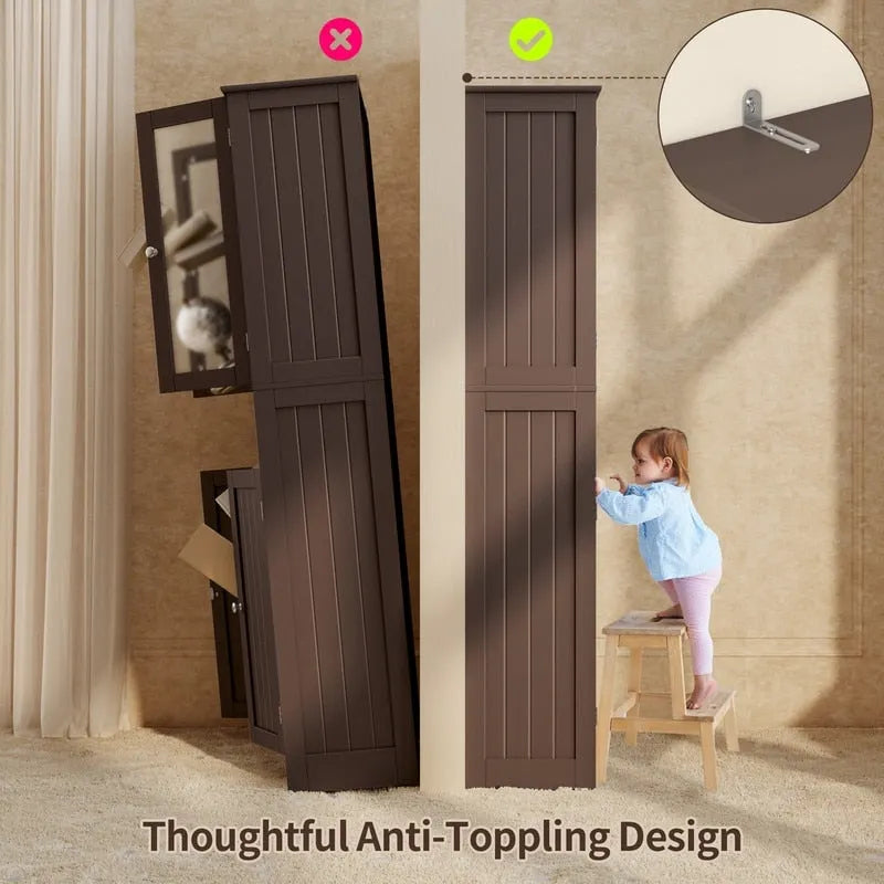 Meuble de rangement haut autoportant avec portes en acrylique et 2 tiroirs — Cuisine ou salle de bain