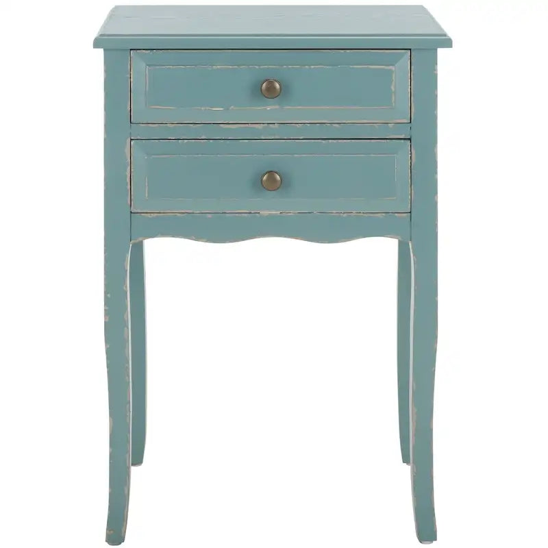 Table d'appoint en orme de ferme française avec 2 tiroirs — 5 couleurs