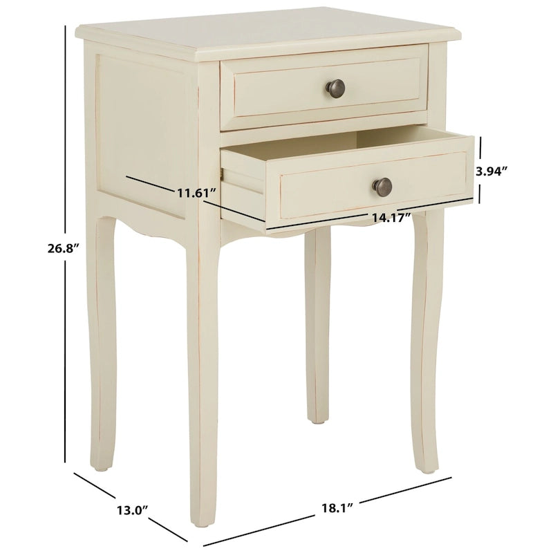 Table d'appoint en orme de ferme française avec 2 tiroirs — 5 couleurs