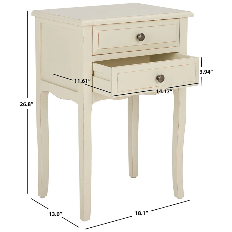 Table d'appoint en orme de ferme française avec 2 tiroirs — 5 couleurs