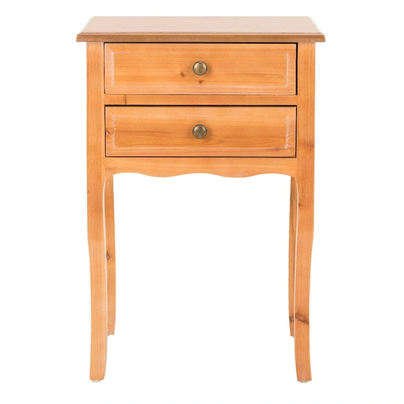 Table d'appoint en orme de ferme française avec 2 tiroirs — 5 couleurs