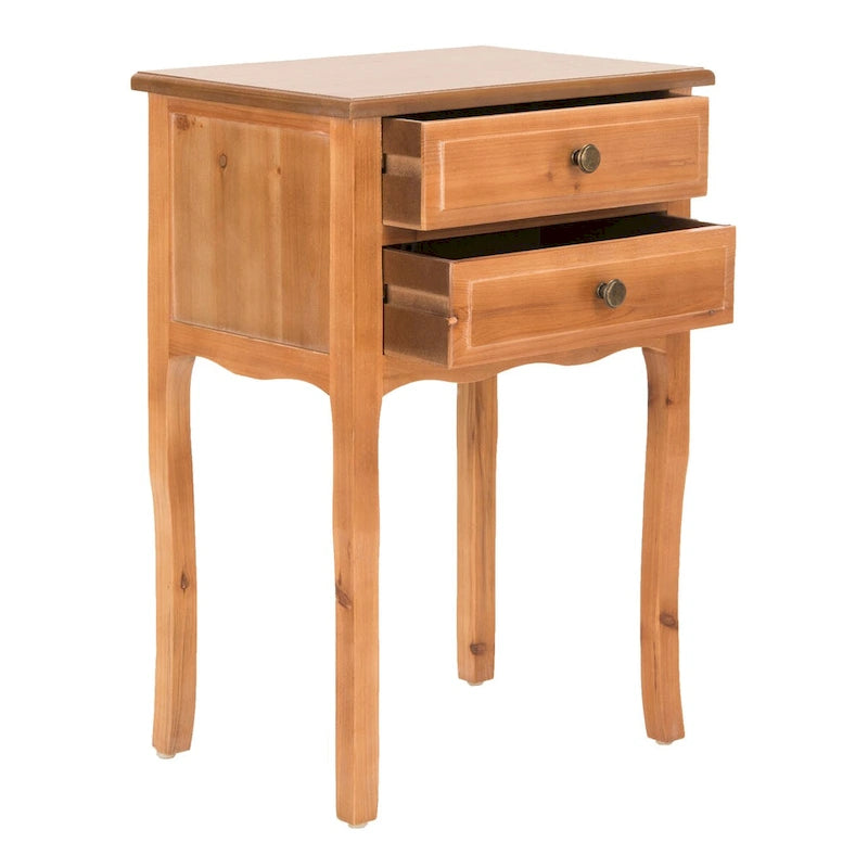 Table d'appoint en orme de ferme française avec 2 tiroirs — 5 couleurs