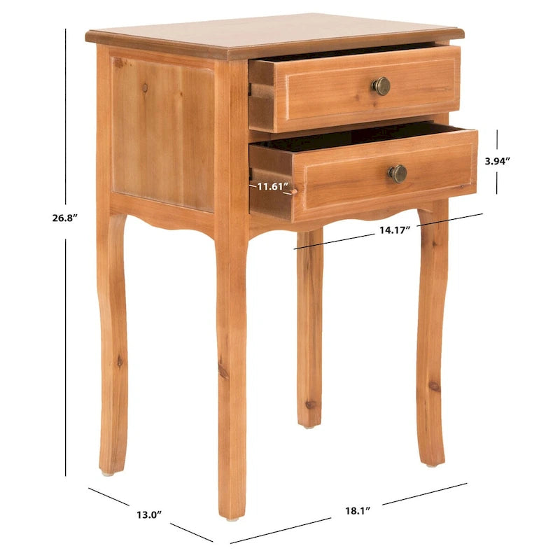 Table d'appoint en orme de ferme française avec 2 tiroirs — 5 couleurs