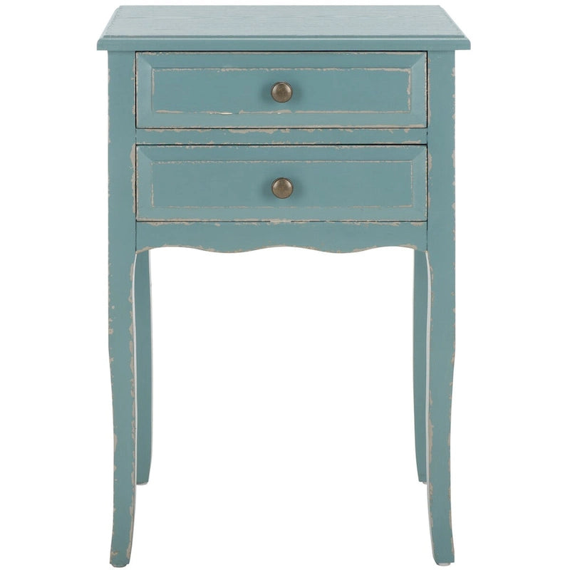 Table d'appoint en orme de ferme française avec 2 tiroirs — 5 couleurs