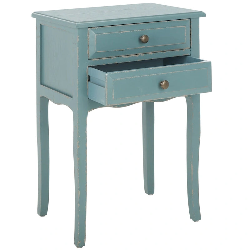 Table d'appoint en orme de ferme française avec 2 tiroirs — 5 couleurs
