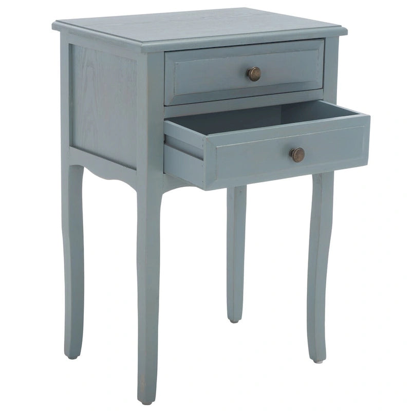 Table d'appoint en orme de ferme française avec 2 tiroirs — 5 couleurs