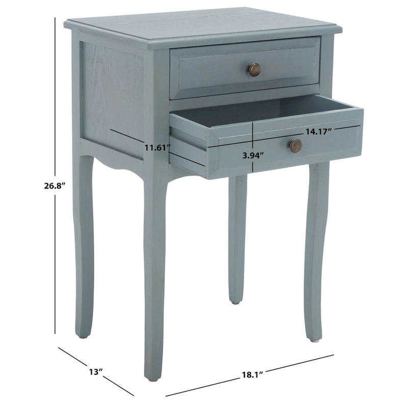 Table d'appoint en orme de ferme française avec 2 tiroirs — 5 couleurs