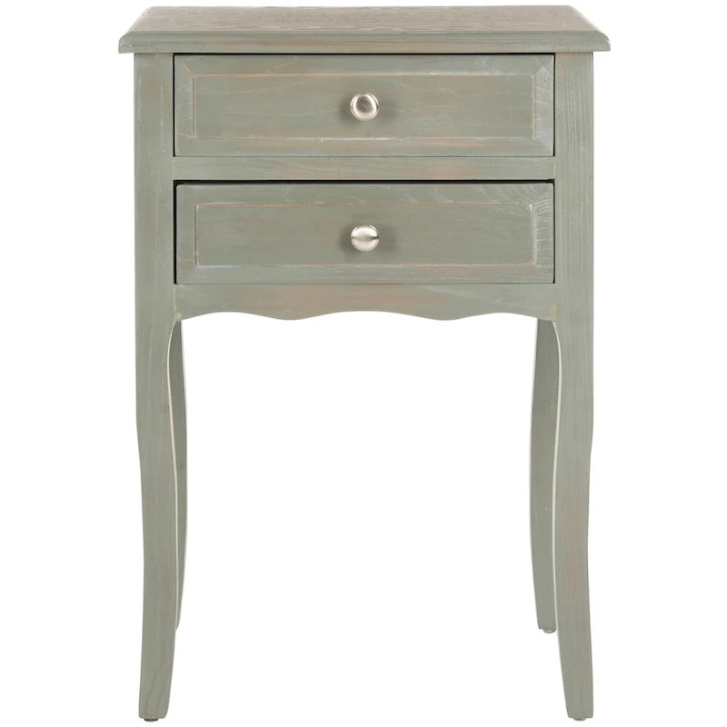 Table d'appoint en orme de ferme française avec 2 tiroirs — 5 couleurs