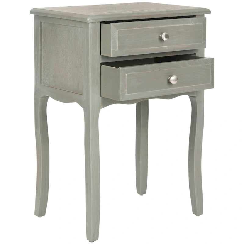 Table d'appoint en orme de ferme française avec 2 tiroirs — 5 couleurs