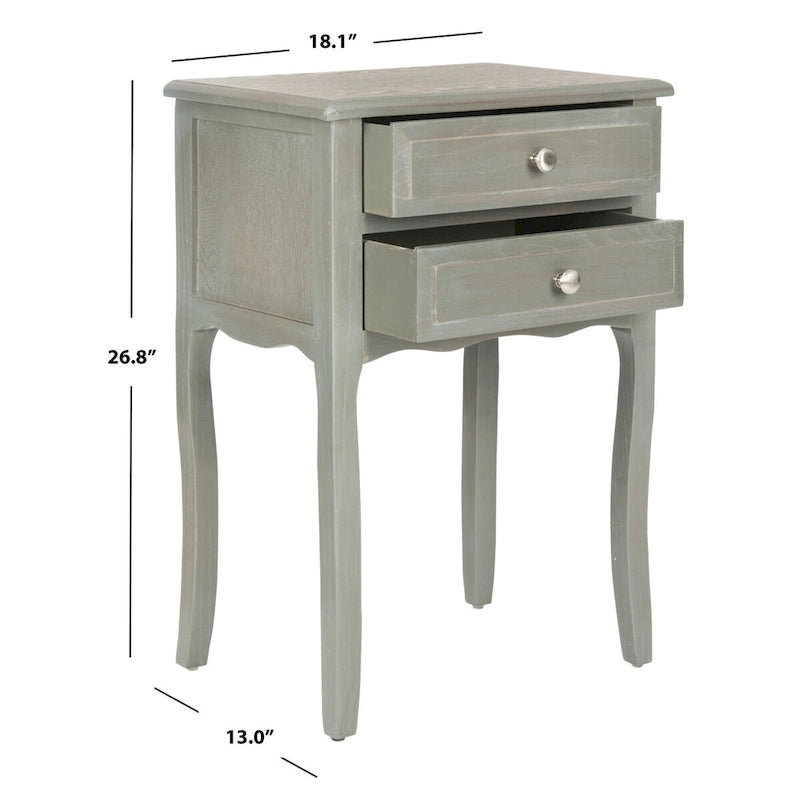 Table d'appoint en orme de ferme française avec 2 tiroirs — 5 couleurs