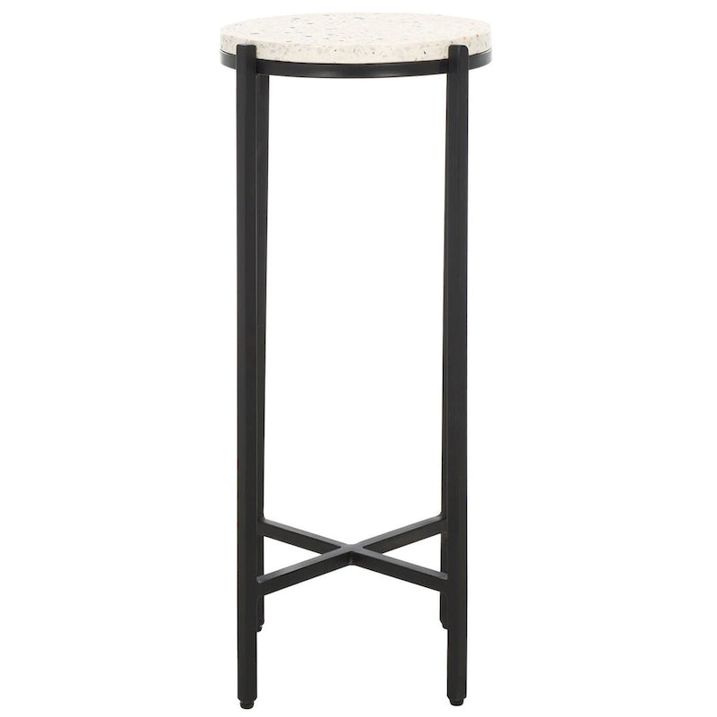 Table d'appoint ronde en marbre avec pieds noirs — Entièrement assemblée